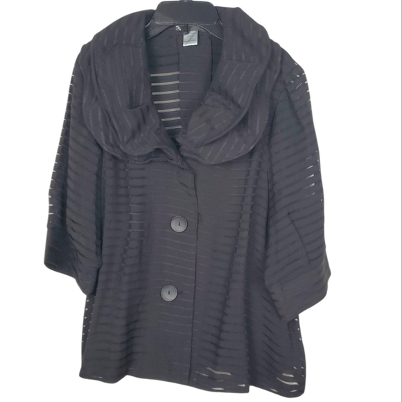 INC International Concepts Jackets & Blazers - Damee Inc Black Striped Jacket. Double Wired Collar. SM. [A004]